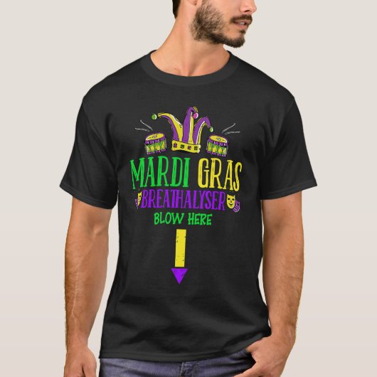 T-shirt Breathalyzer Blow Here Mardi Gras  Masquerade Mask (Devant)