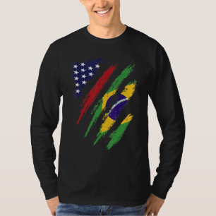 T-shirt Brésil Américain Drapeau Cultivé USA Patriot Herit