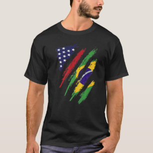 T-shirt Brésil Américain Drapeau Cultivé USA Patriot Herit