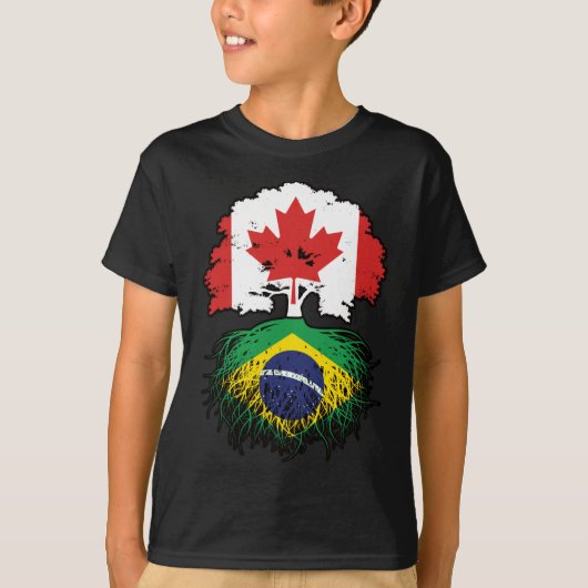 T-shirt Brésil Brésil Brésil Canada drapeau des racines de (Devant)