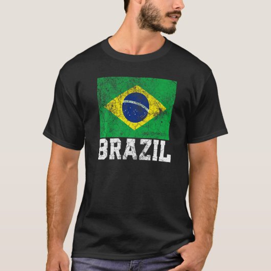 T-shirt Brésil Brésil Drapeau Fierté Racines Pays Famille (Devant)