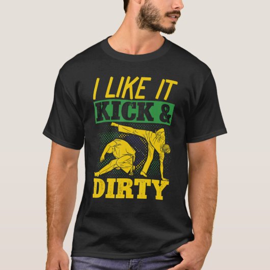 T-shirt Brésil Capoeira Danse Martial I Like It Kick & & & (Devant)