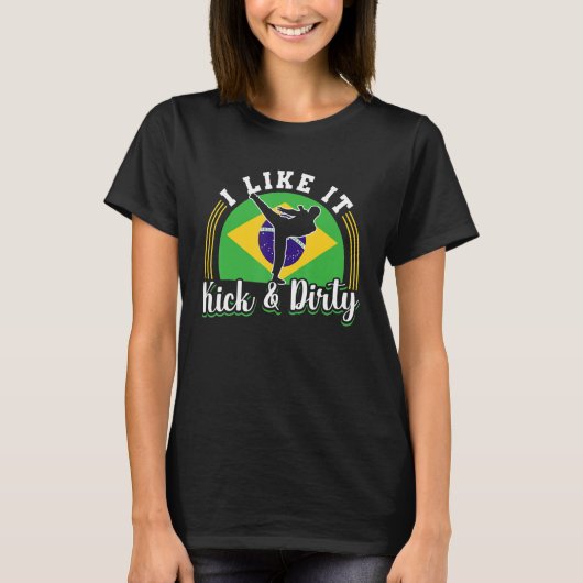 T-shirt Brésil Capoeira Danse Martial I Like It Kick & & & (Devant)