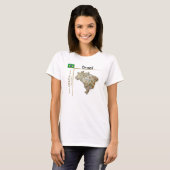 T-Shirt Brésil Carte + Drapeau + Titre (Devant entier)