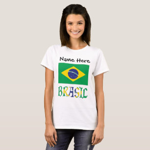 T-shirt Brésil Drapeau Brésil Nom Personnalisé