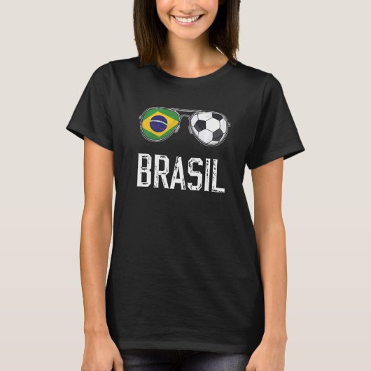 T-shirt Brésil Drapeau & Football Sunglass Brésil Fun brés (Devant)