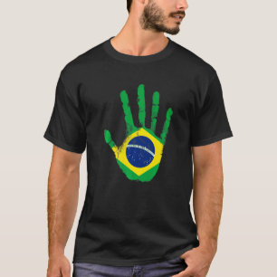 T-shirt Brésil Drapeau Main Sport Fière Football Rio