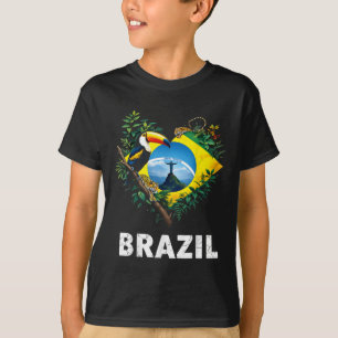 T-shirt Brésil Drapeau Toucan Jungle Heart