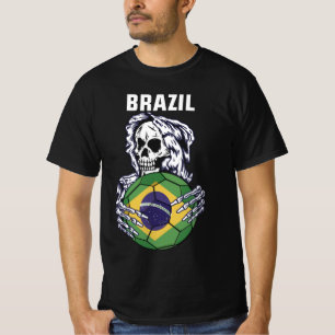 T-shirt Brésil Jersey De Football Avec Crâne Drôle