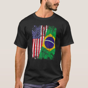 T-shirt BRÉSILIEN RACINE Drapeau à moitié américain BRÉSIL