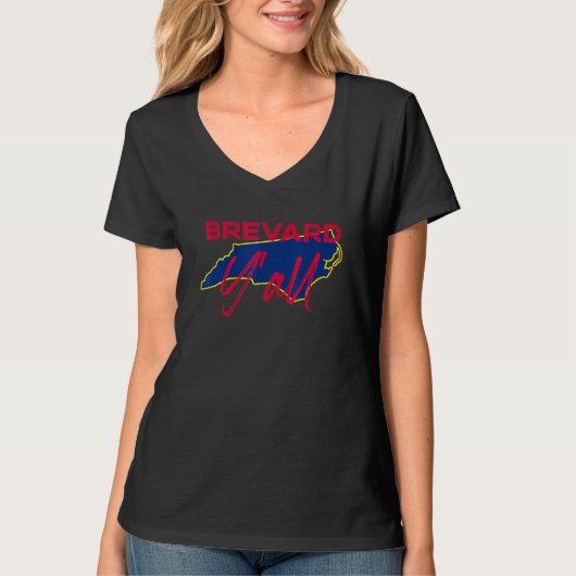 T-shirt Brevard North Carolina Yall Nc Pride State Map Cut (Devant)