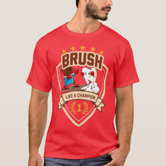 T-shirt Brève Comme Un Champion Dental Gagner Tous Les Jou