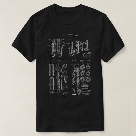 T-shirt Brevet d'instrument de musique Clarinet imprimé cl (Design devant)