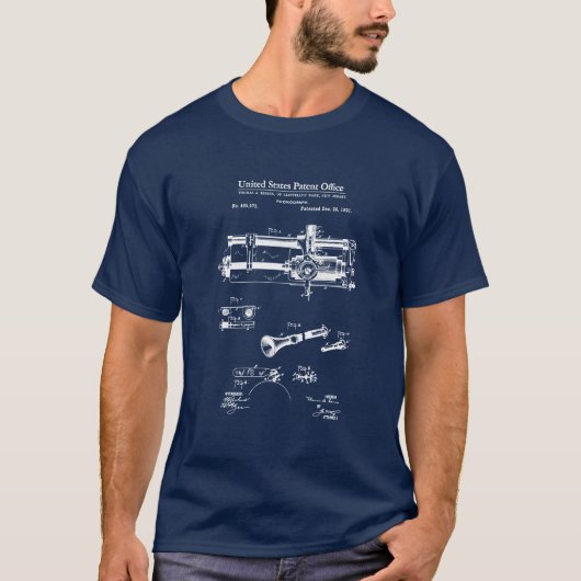 T-shirt Brevet US - Phonographe cylindrique (Devant)