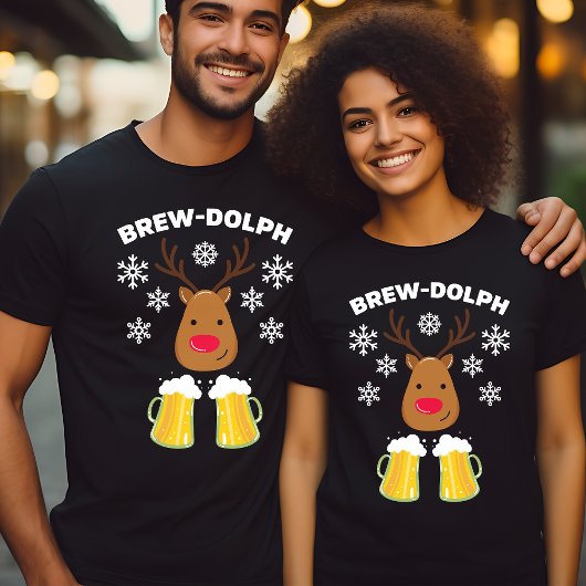 T-shirt Brew-Dolph Drôle Reindeer Bière Noël Rudolph