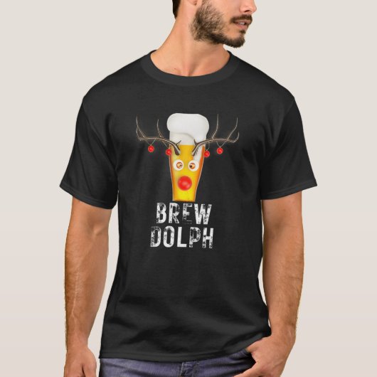 T-shirt Brew Dolph Funny Rudolph Reindeer Drinking Craft B (Devant)