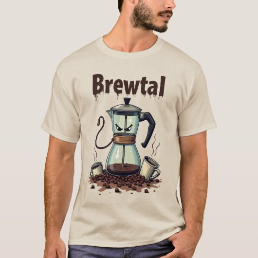 T-shirt Brewtal Coffee Pot Warrior | Funny Coffee Shirt (Devant)