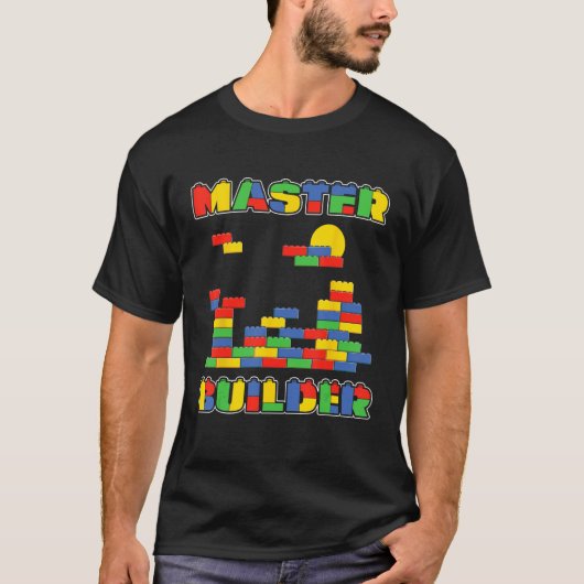 T-shirt Brick Builder Funny Blocks Master Builder (Devant)
