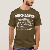 T-shirt Bricklayer Noun Cool ouvrier de construction Sarca (Devant)