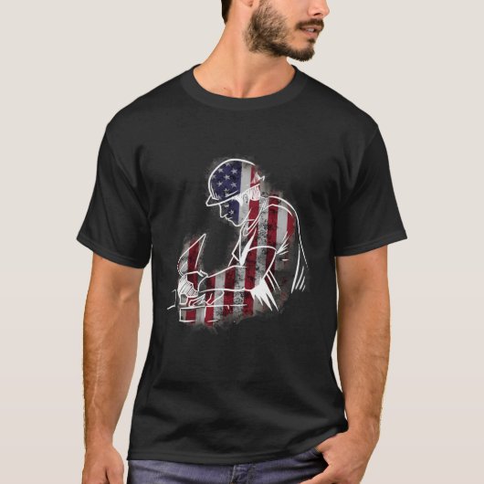 T-shirt Bricklayer USA Brickman États-Unis Drapeau Builder (Devant)