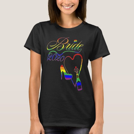 T-shirt Bride 2020 LGBT Gay Lesbian Pride Wedding 2020 (Devant)