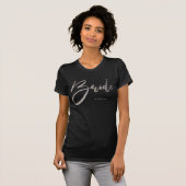 T-shirt Bride Chic Faux Typographie Argent Noir (Devant entier)