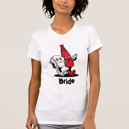 T-shirt Bride Groom Baseball & Bat Funny (Devant)