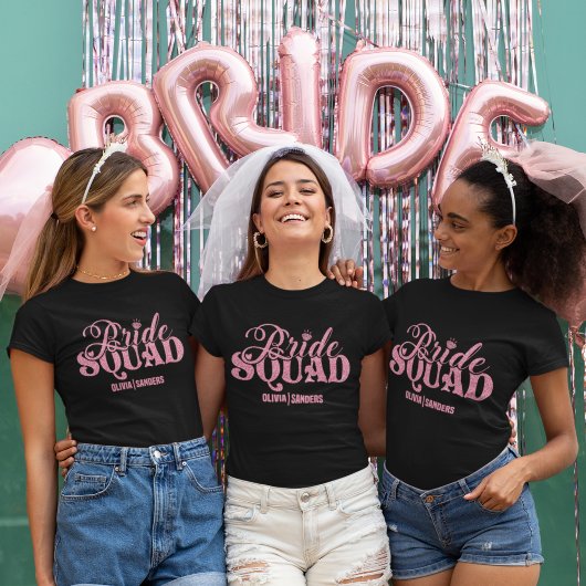 T-shirt Bride Squad Bright Pink