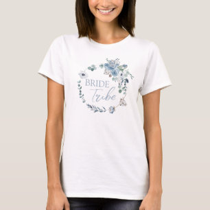 T-shirt Bride Tribe Blue Floral Mariage