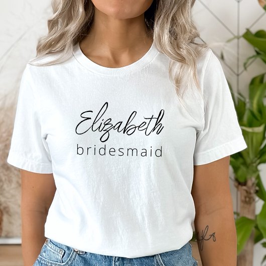 T-shirt Bridesmaid Moderne Minimaliste Script Bachelorette