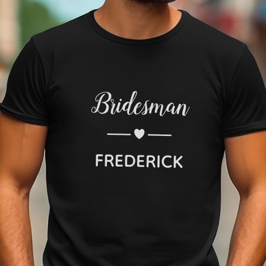 T-shirt Bridesman Moderne Avec Nom En Mariage Blanc