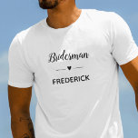 T-shirt Bridesman Moderne Avec Nom Monogram Mariage<br><div class="desc">Votre marionnettiste va s'amuser beaucoup en portant ce t-shirt personnalisé lorsqu'il vous aidera à organiser vos séances de planification mariage! Montrez-lui combien il veut vous donner avec ce cadeau spécial !</div>