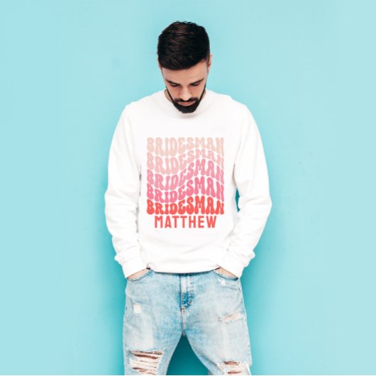 T-shirt Bridesman Pink moderne girly rétro 60's simple