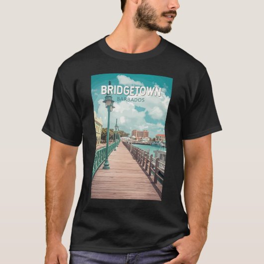 T-shirt Bridgetown Barbade Illustration Voyage Art Retro (Devant)