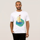 T-shirt Bright Cartoon Boat with Sail Fun Nautical (Devant entier)