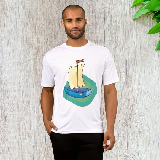 T-shirt Bright Cartoon Boat with Sail Fun Nautical