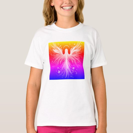 T-shirt Bright Colorful Angel Design on a Womans' (Devant)