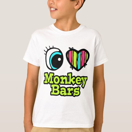 T-shirt Bright Eye Heart I Love Monkey Bars (Devant)