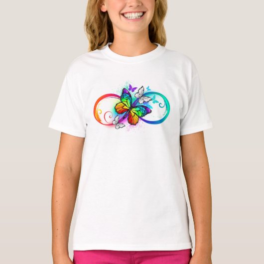 T-shirt Bright infinity with rainbow butterfly (Devant)