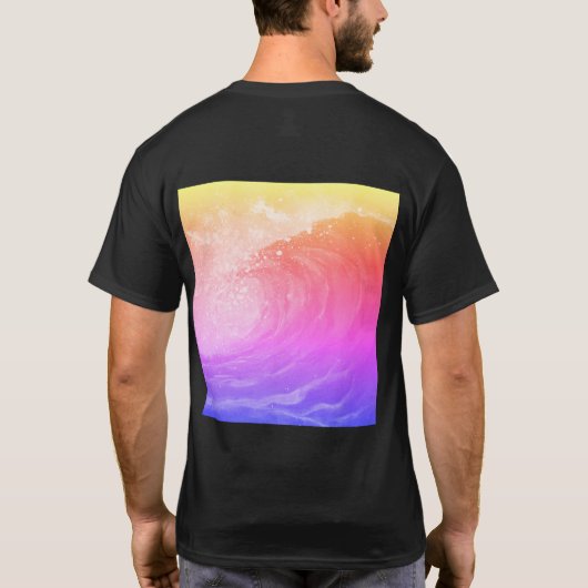 T-shirt bright rainbow poster depicting a faint wave (Dos)