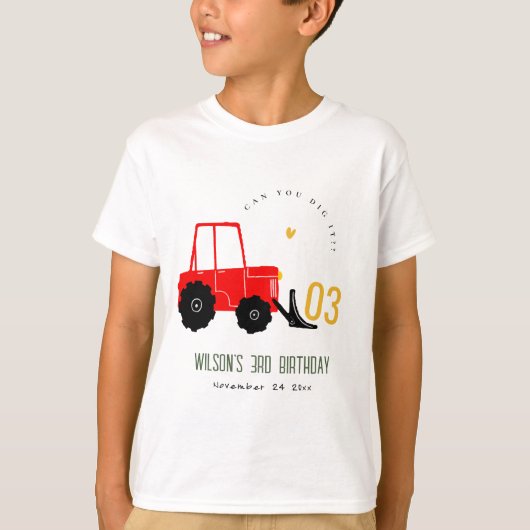 T-shirt Bright Red Yellow Digger Enfants N'importe quel âg (Devant)