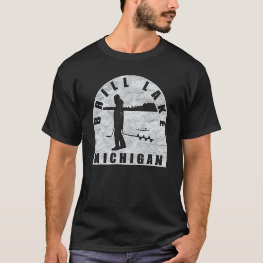 T-shirt Brill Lake Ice Fishing Michigan (Devant)