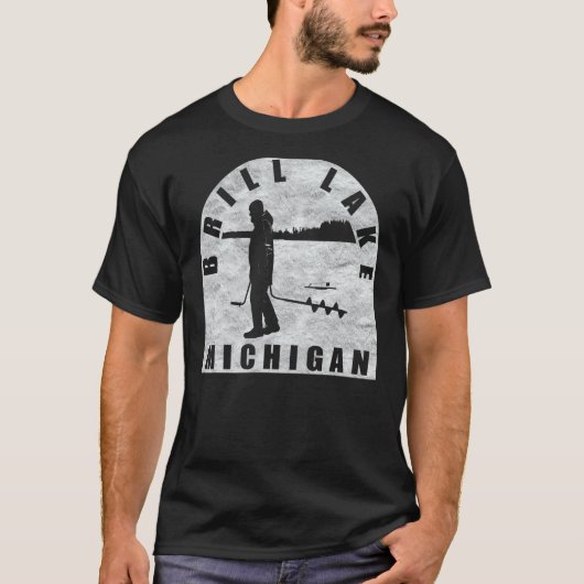 T-shirt Brill Lake Ice Fishing Michigan (Devant)