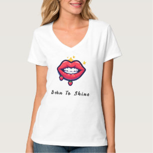 T-shirt 🌸 Brillant à lèvres Glam Style Né pour Briller 🌸