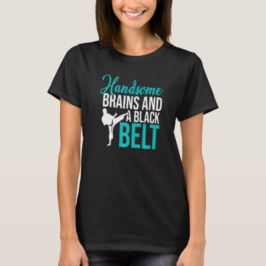 T-shirt Brillants Cerveaux Et Une Ceinture Noire Karate Fi (Devant)