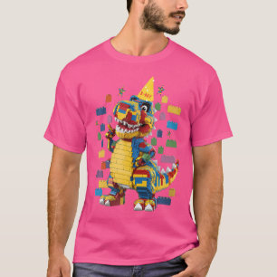 T-shirt Briques du bâtiment d'anniversaire Dinosaur Maître