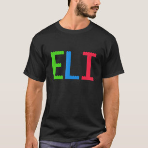 T-shirt Briques Thème Eli Nom du garçon Blocs préscolaires