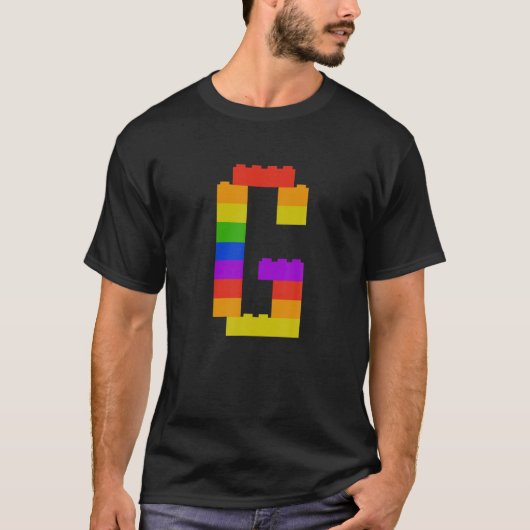 T-shirt Briques Thème Lettre G Monogramme Nom Prévisualisa (Devant)