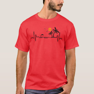 T-shirt Brise de coeur avec Tropical Palm Trees Beach Isla