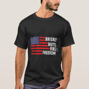 T-shirt Brisket Butts Ribs Et Freedom Bbq Drapeau Américai